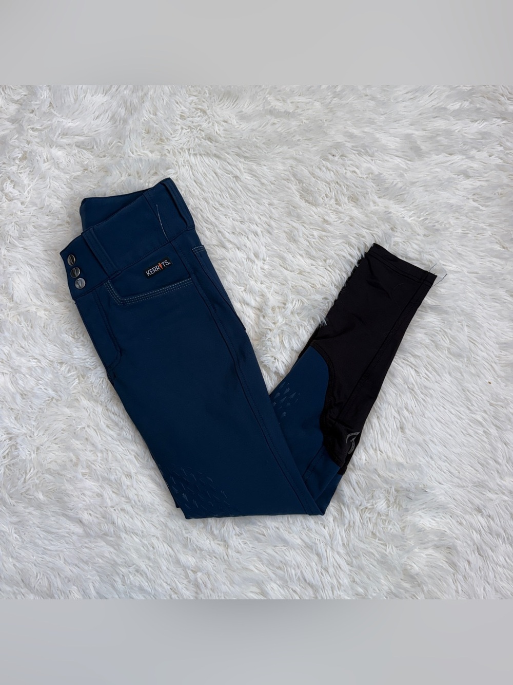 Women’s XS Blue Kerrits Knee Patch Horseback Riding Breeches. Good Condition.